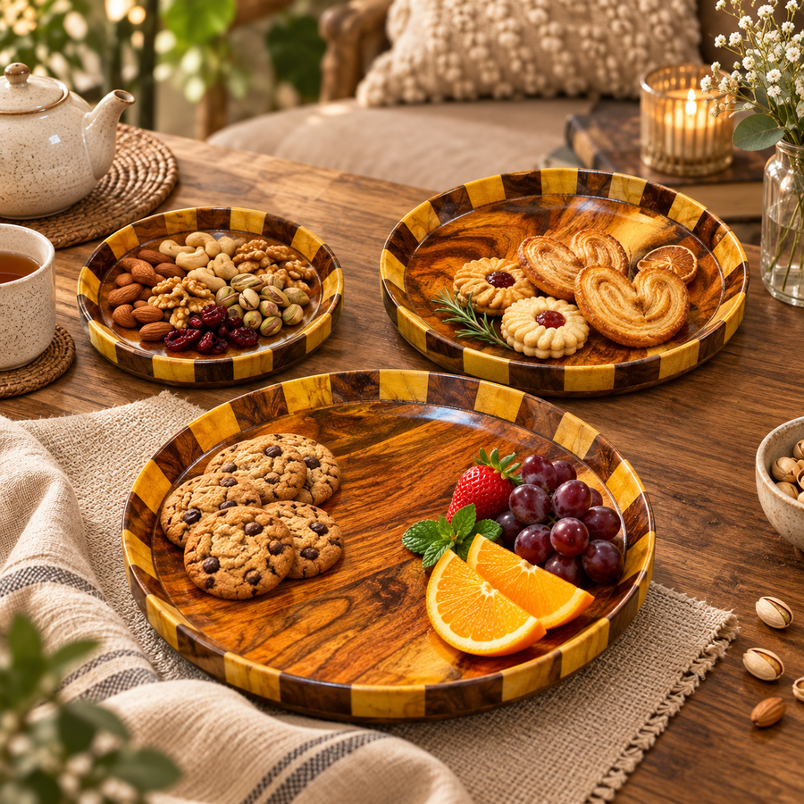 Handmade Wooden Plate Set