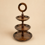 Handcrafted Wooden 3-Tier Cake Stand with Carry Ring – Dessert, Cupcake & Dry Fruit Serving Tray