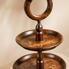 Handcrafted Wooden 3-Tier Cake Stand with Carry Ring – Dessert, Cupcake & Dry Fruit Serving Tray