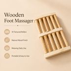 Natural Wooden Foot Massager with 10 Textured Rollers – Manual Foot Roller for Relaxation & Daily Use