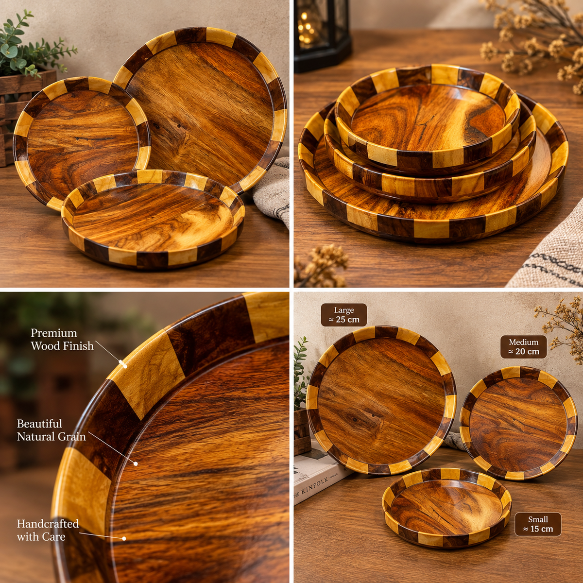 Handmade Wooden Plate Set