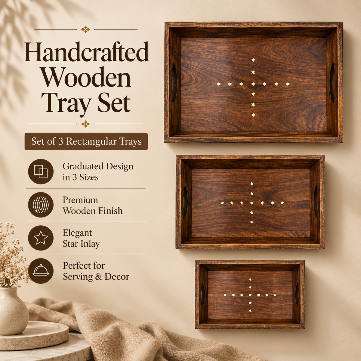Serving Trays with Star Inlay