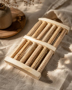 Natural Wooden Foot Massager with 10 Textured Rollers – Manual Foot Roller for Relaxation & Daily Use